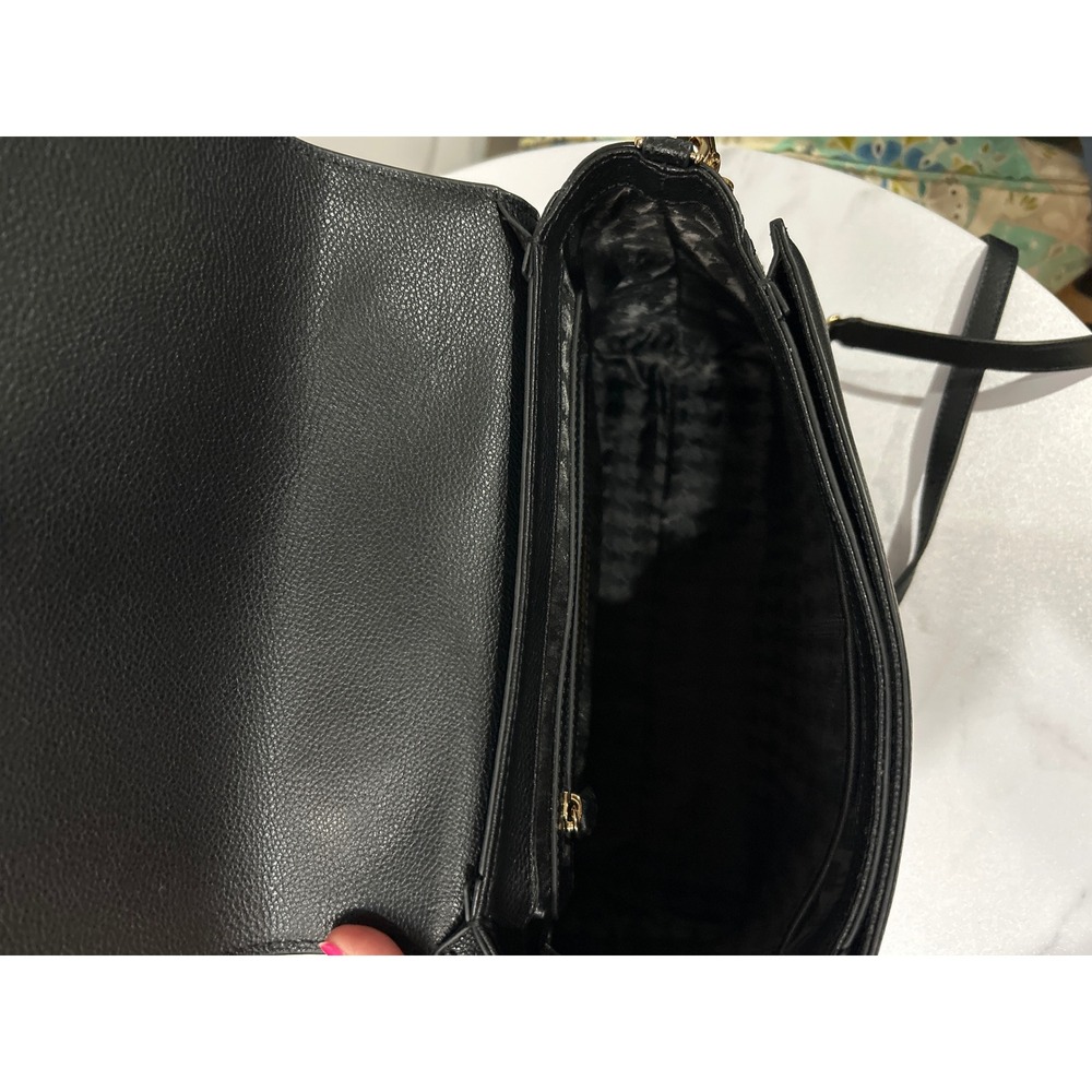 KARL LAGERFELD Paris Black Leather Studded Crossbody Flap Bag‎ - Picture 7 of 12